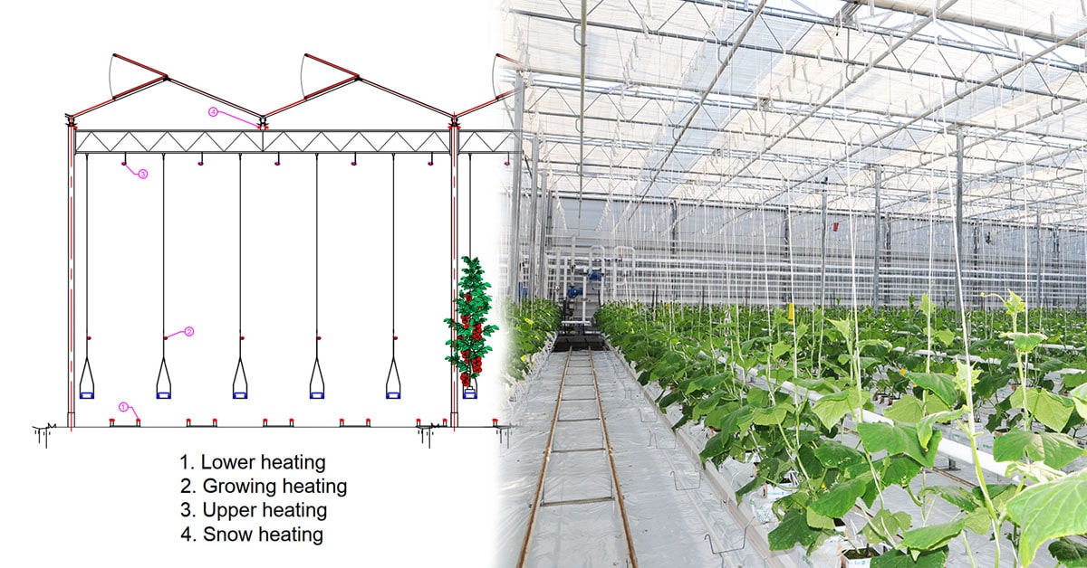 Greenhouse heating systems 8m bay